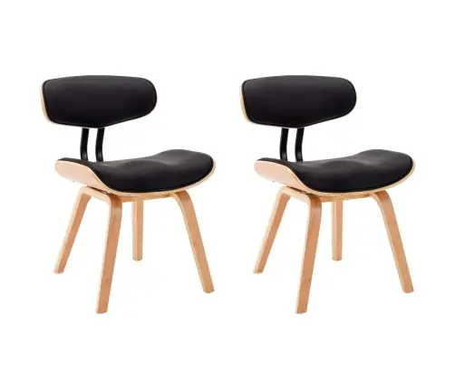 Söögitoolid 2 Tk, Must Painutatud Puit Ja Kunstnahk