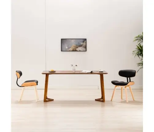 Söögitoolid 2 Tk, Must Painutatud Puit Ja Kunstnahk