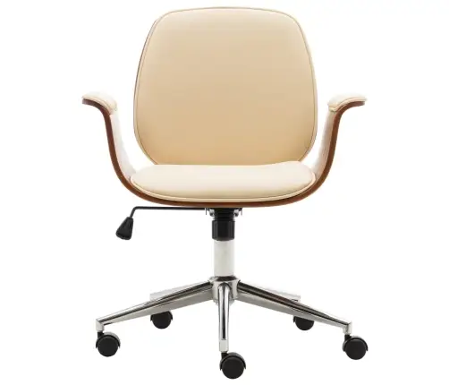 Kontoritool, Kreemjasvalge, Painutatud Puit Ja Kunstnahk