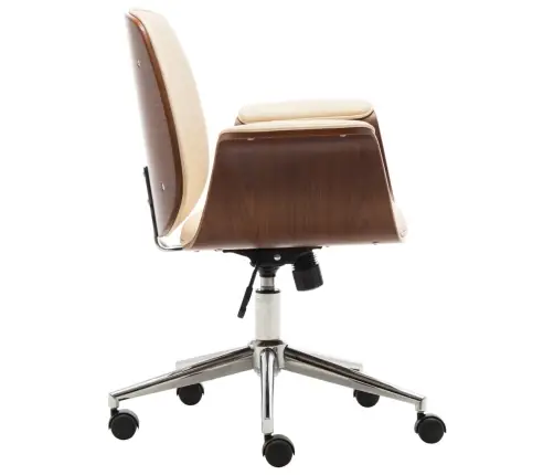 Kontoritool, Kreemjasvalge, Painutatud Puit Ja Kunstnahk