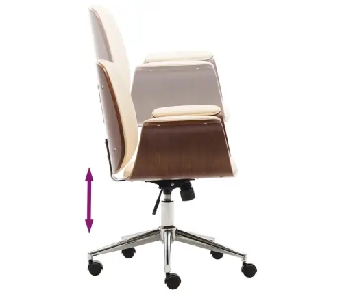 Kontoritool, Kreemjasvalge, Painutatud Puit Ja Kunstnahk