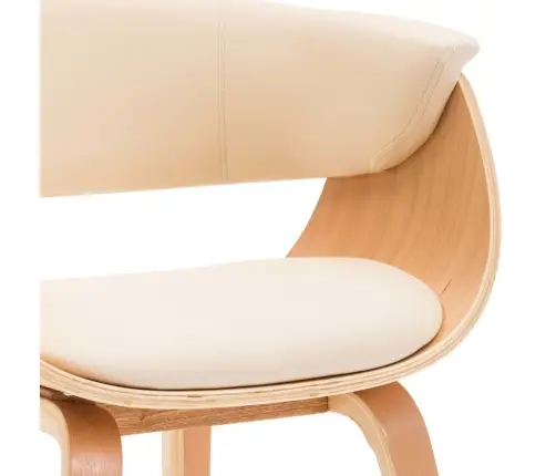 Virtuves Krēsls, Izliekts Koks Un Mākslīgā Āda, Krēmkrāsas Vidaxl