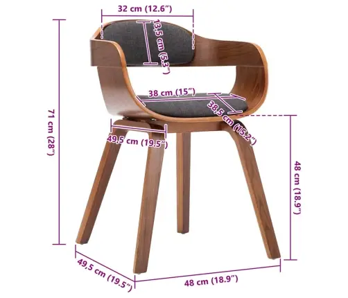 Söögitool, Tumehall, Kangas Ja Painutatud Puit