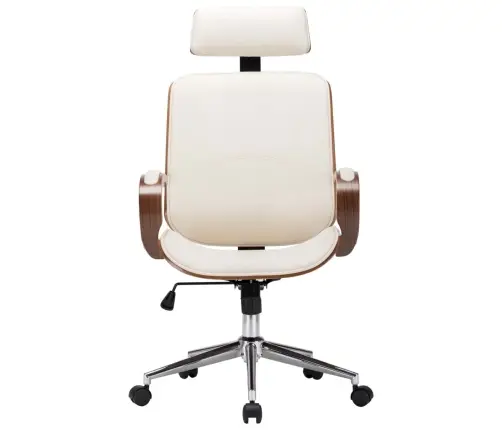 Grozāms Biroja Krēsls, Krēmkrāsas Mākslīgā Āda Un Liekts Koks Vidaxl