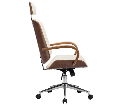 Grozāms Biroja Krēsls, Krēmkrāsas Mākslīgā Āda Un Liekts Koks Vidaxl