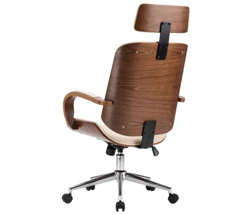 Grozāms Biroja Krēsls, Krēmkrāsas Mākslīgā Āda Un Liekts Koks Vidaxl