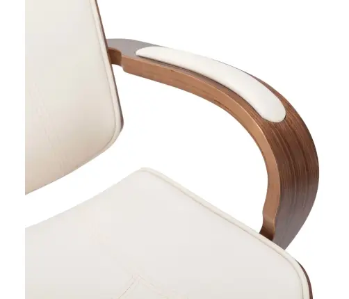 Grozāms Biroja Krēsls, Krēmkrāsas Mākslīgā Āda Un Liekts Koks Vidaxl