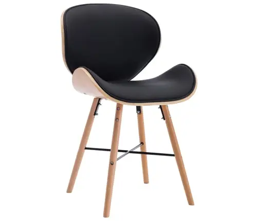 Virtuves Krēsli, 2 Gab., Liekts Koks, Melna Mākslīgā Āda Vidaxl