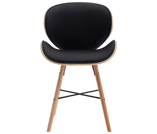 Virtuves Krēsli, 2 Gab., Liekts Koks, Melna Mākslīgā Āda Vidaxl