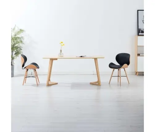 Virtuves Krēsli, 2 Gab., Liekts Koks, Melna Mākslīgā Āda Vidaxl