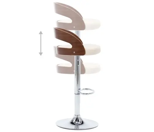 Bāra Krēsli, 2 Gab., Krēmkrāsas Mākslīgā Āda, Liekts Koks Vidaxl