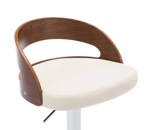 Bāra Krēsli, 2 Gab., Krēmkrāsas Mākslīgā Āda, Liekts Koks Vidaxl