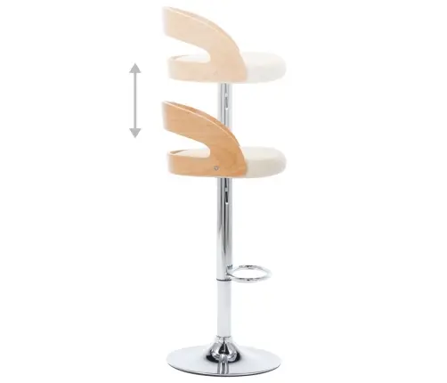 Baro Kėdės, 2Vnt., Kreminės Sp., Dirbtinė Oda Ir Išlenkta Med.