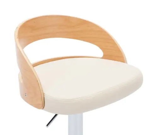 Baro Kėdės, 2Vnt., Kreminės Sp., Dirbtinė Oda Ir Išlenkta Med.