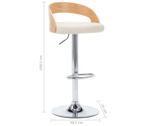 Baro Kėdės, 2Vnt., Kreminės Sp., Dirbtinė Oda Ir Išlenkta Med.