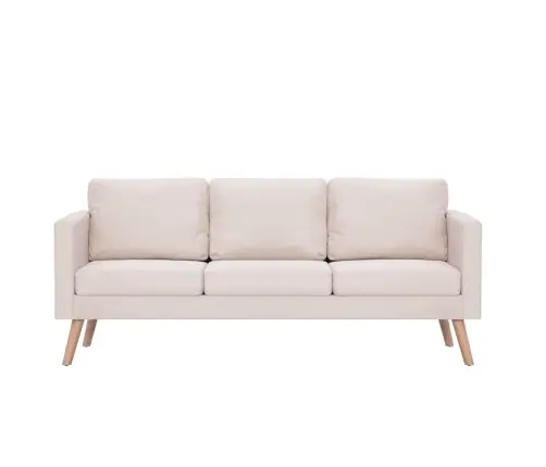 Divdaļīgs Dīvānu Komplekts, Krēmkrāsas Audums Vidaxl