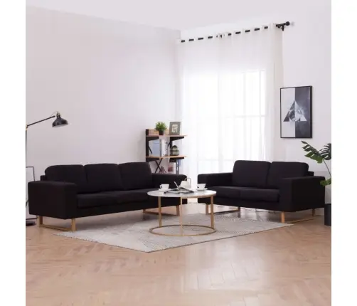 Divdaļīgs Dīvānu Komplekts, Melns Audums Vidaxl