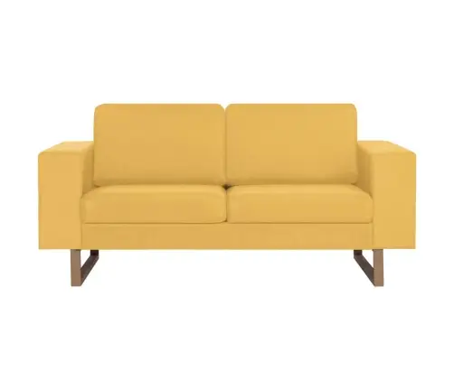 Divdaļīgs Dīvānu Komplekts, Dzeltens Audums Vidaxl Divdaļīgs Dīvānu Komplekts, Dzeltens Audums Vidaxl