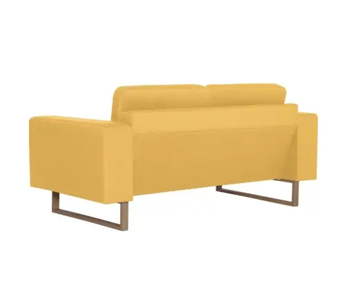 Divdaļīgs Dīvānu Komplekts, Dzeltens Audums Vidaxl Divdaļīgs Dīvānu Komplekts, Dzeltens Audums Vidaxl