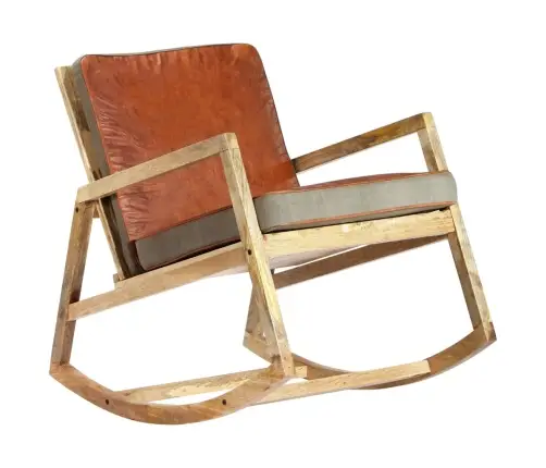 Šūpuļkrēsls, Brūna Dabīgā Āda Un Mango Masīvkoks Vidaxl