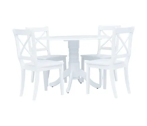 Valgomojo Baldų Kompl., 5D., Balt. Sp., Kaučiuk. Med. Masyvas