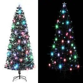 Izgaismota Ziemassvētku Egle Ar Statīvu Un Led, 240Cm, Optiskā Šķiedra Vidaxl Izgaismota Ziemassvētku Egle Ar Statīvu Un Led, 240Cm, Optiskā Šķiedra Vidaxl