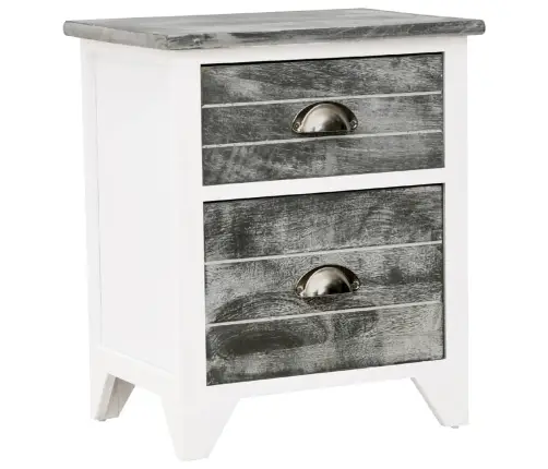 Naktsskapītis, 38X28X45 Cm, Paulonijas Koks, Pelēks Un Balts  Vidaxl