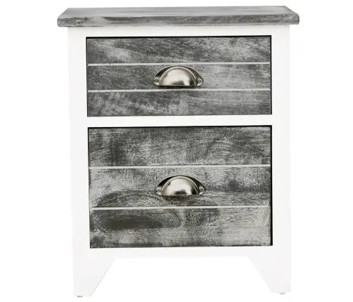 Naktsskapītis, 38X28X45 Cm, Paulonijas Koks, Pelēks Un Balts  Vidaxl