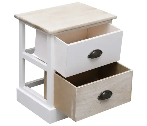 Öökapid 2 Tk, Valge Ja Naturaalne, 38 X 28 X 45 cm Paulownia Puit