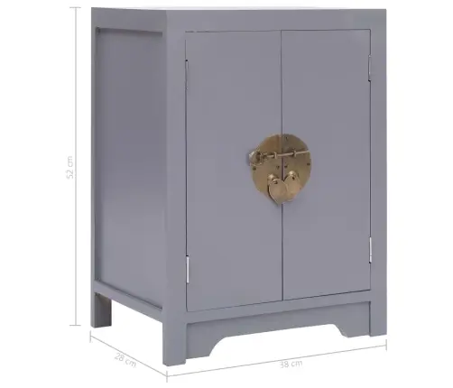 Naktsskapītis, 38X28X52 Cm, Pelēks Paulonijas Koks Vidaxl Naktsskapītis, 38X28X52 Cm, Pelēks Paulonijas Koks Vidaxl