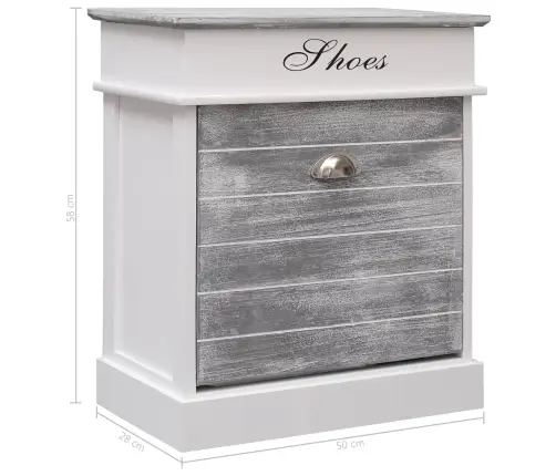 Apavu Skapis, 50X28X58 Cm, Paulonijas Koks, Pelēks Vidaxl