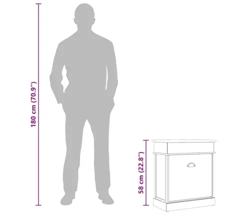 Apavu Skapis, 50X28X58 Cm, Paulonijas Koks, Pelēks Vidaxl