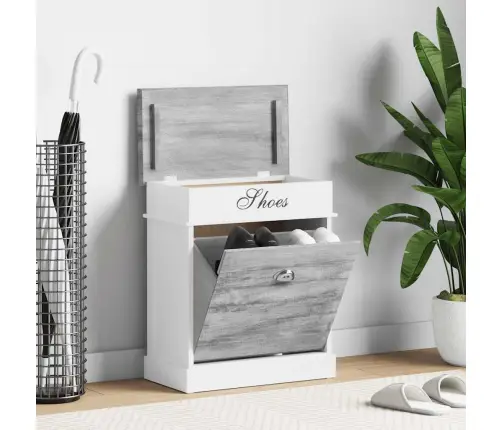 Apavu Skapis, 50X28X58 Cm, Paulonijas Koks, Pelēks Vidaxl