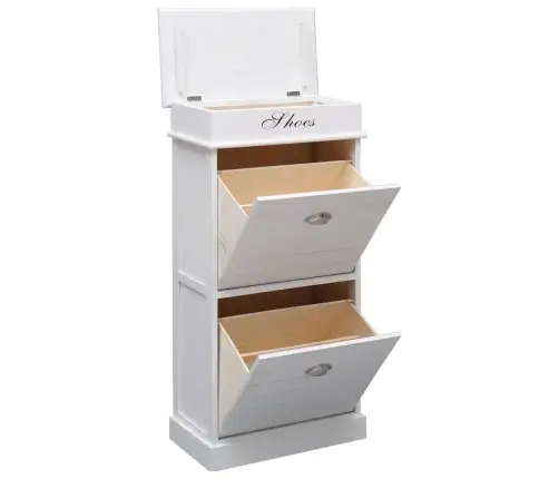 Apavu Skapis, 50X28X98 Cm, Paulonijas Koks, Balts Vidaxl