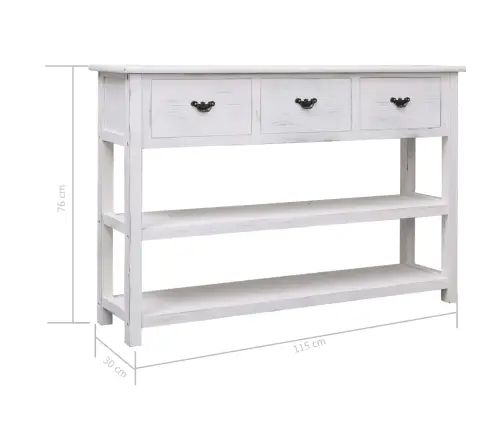 Kumode, 115X30X76 Cm, Antīki Balts Koks Vidaxl