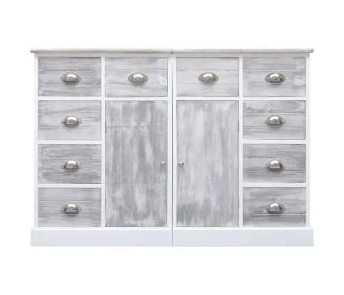 Kumode Ar 10 Atvilktnēm, 113X30X79 Cm, Koks, Pelēka Vidaxl