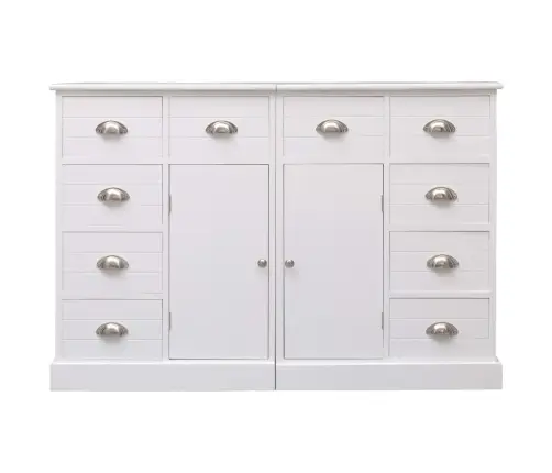 Kumode Ar 10 Atvilktnēm, 113X30X79 Cm, Koks, Balta Vidaxl