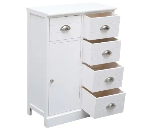 Kumode Ar 10 Atvilktnēm, 113X30X79 Cm, Koks, Balta Vidaxl