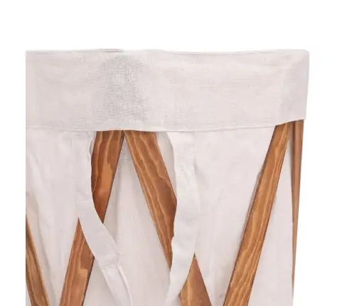 Kokkupandav Pesukorv, Kreemjas, Painutatud Puit Ja Kangas