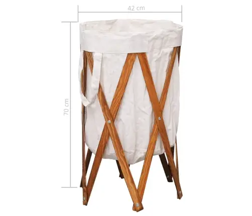 Kokkupandav Pesukorv, Kreemjas, Painutatud Puit Ja Kangas