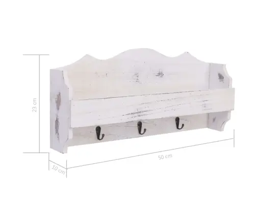 Prie Sienos Montuojama Kabykla, Balta, 50X10X23cm Mediena