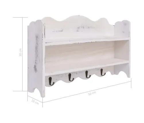 Prie Sienos Montuojama Kabykla, Balta, 50X10X30cm Mediena