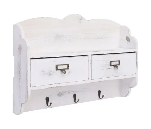 Sienas Drēbju Pakaramais, Balts, 50X10X34 Cm, Koks Vidaxl