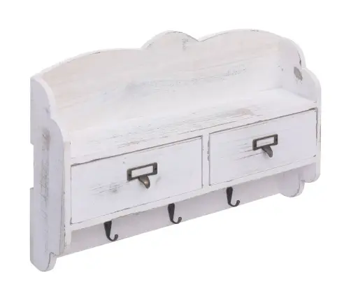 Sienas Drēbju Pakaramais, Balts, 50X10X34 Cm, Koks Vidaxl