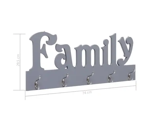 Sienas Drēbju Pakaramais Family, Pelēks, 74X29,5 Cm Vidaxl
