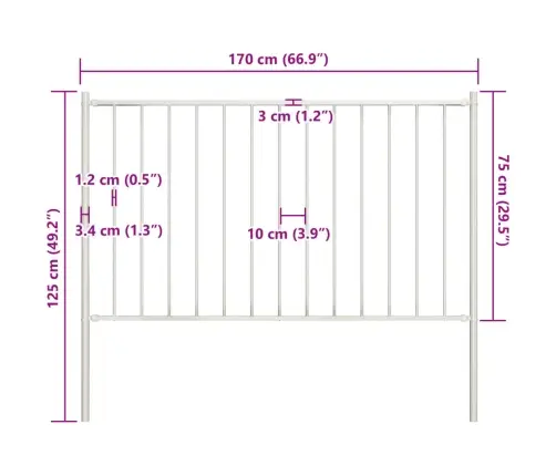 Aiapaneel Postidega, Pulbervärvitud Teras, 1,81 X 0,75 M, Valge