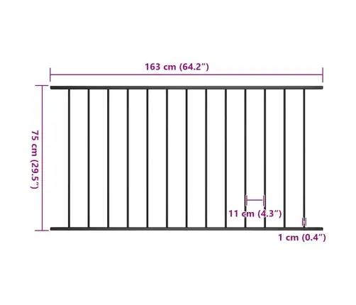 Žoga Panelis, Pulverkrāsots Tērauds, 1,7X0,75 M, Melns Vidaxl