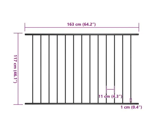 Žoga Panelis, Pulverkrāsots Tērauds, 1,7X1,25 M, Melns Vidaxl