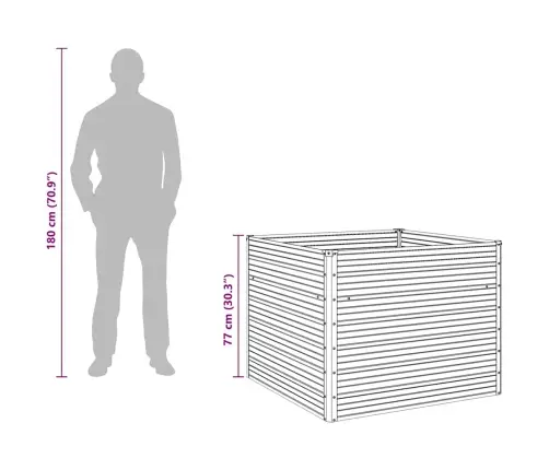 Augstā Puķu Kaste, 100X100X77 Cm, Cinkots Tērauds, Brūna Vidaxl