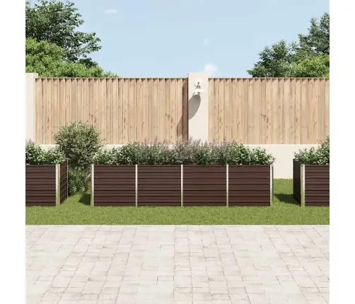 Augstā Puķu Kaste, Brūna, 320X80X77 Cm, Cinkots Tērauds Vidaxl